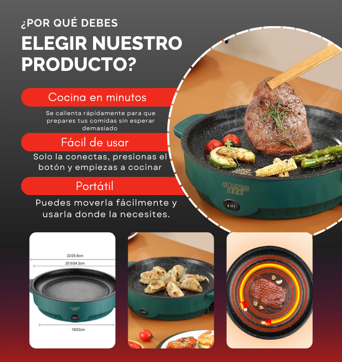Sartén eléctrica multicocina  multifuncional, 220V